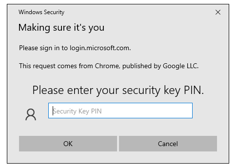 Enter security key PIN