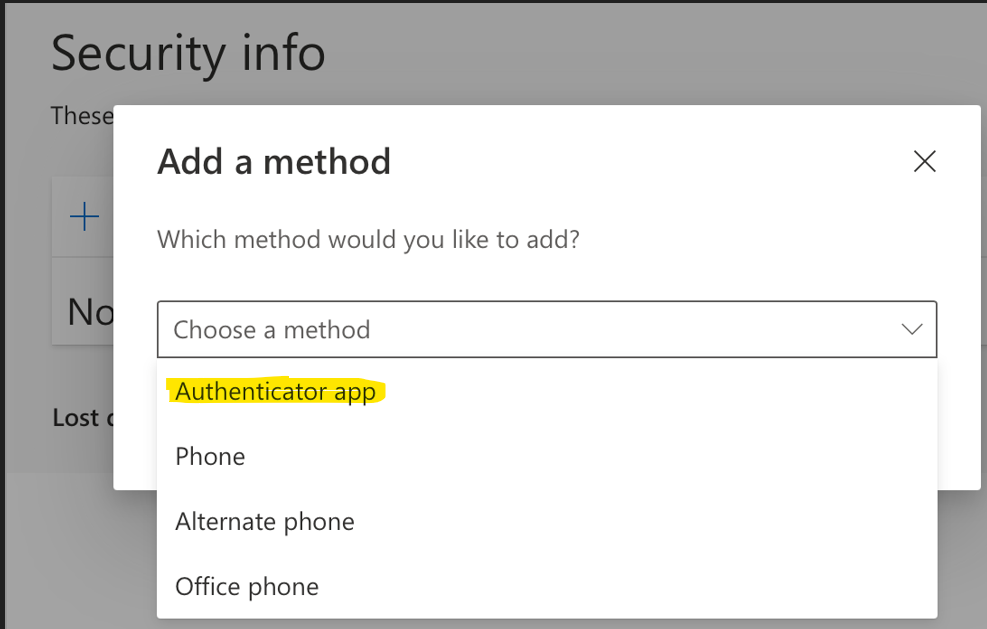 Add sign-in method screen