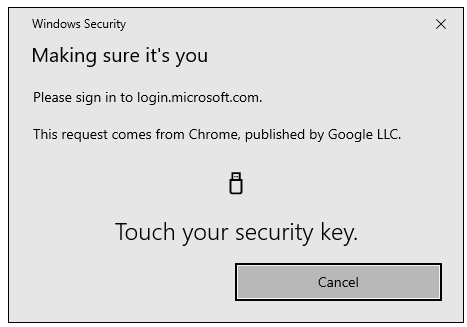 Touch the YubiKey sensor
